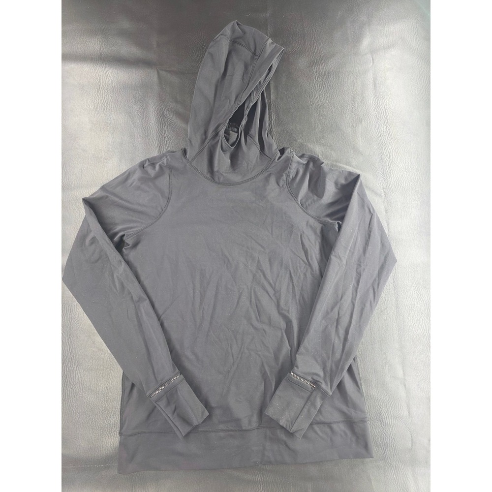 Lululemon Black Hooded Long Sleeve Running Pullover Thumbholes Size 8